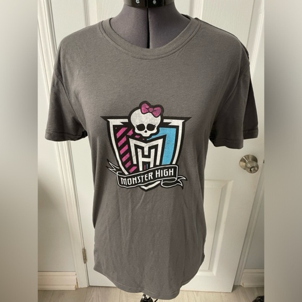 Monster Graphic Tshirt High School Logo Grey XS Ladies
